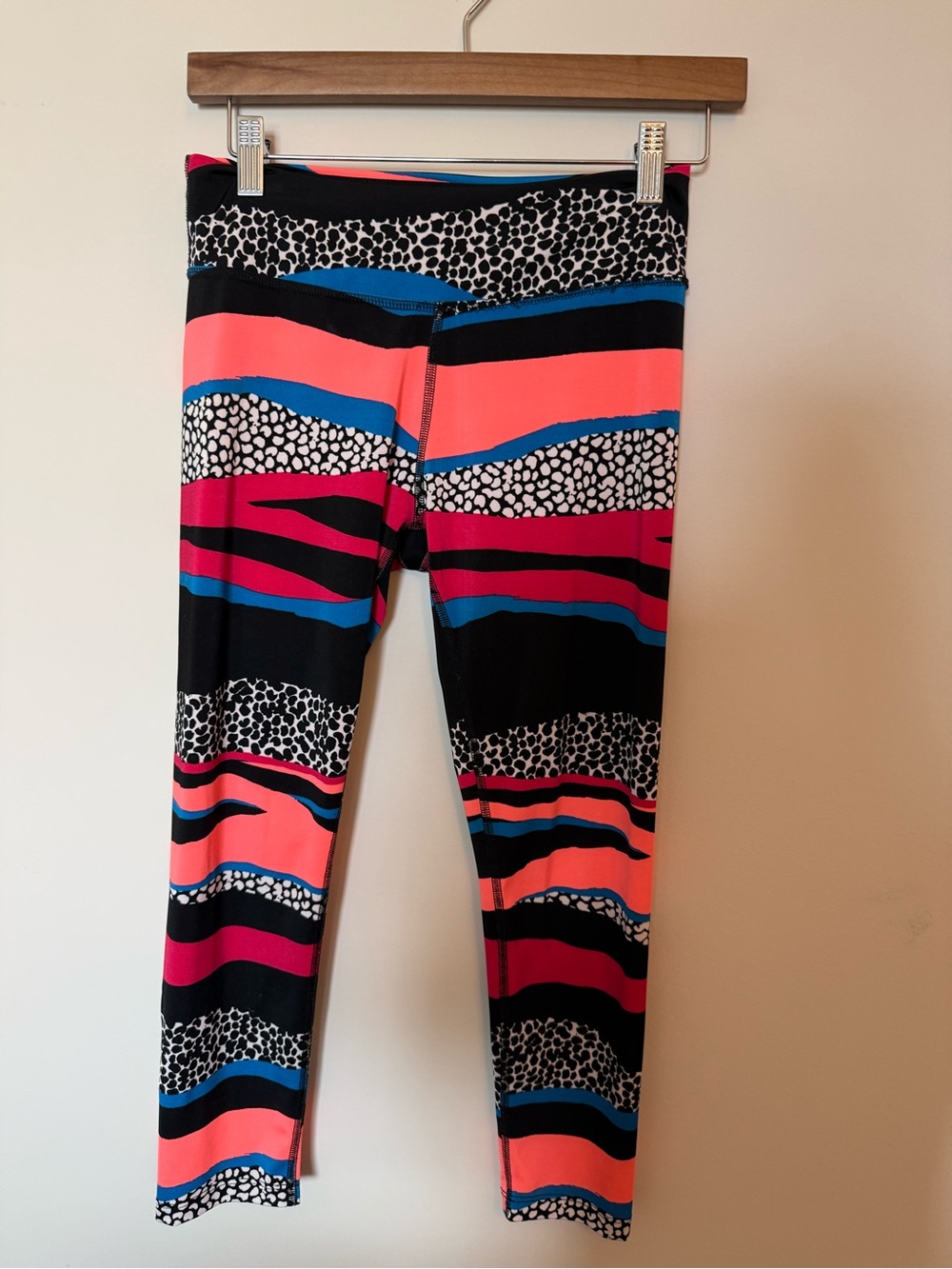 Bold Multi-Color Patterned Leggings - Coral, Pink, Black & Blue-Beyond Yoga
